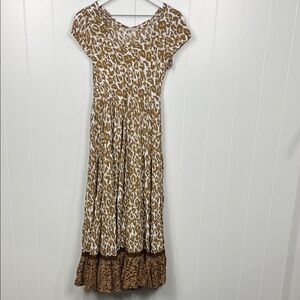 Soft Surroundings Brown and White Animal Print Maxi Dress